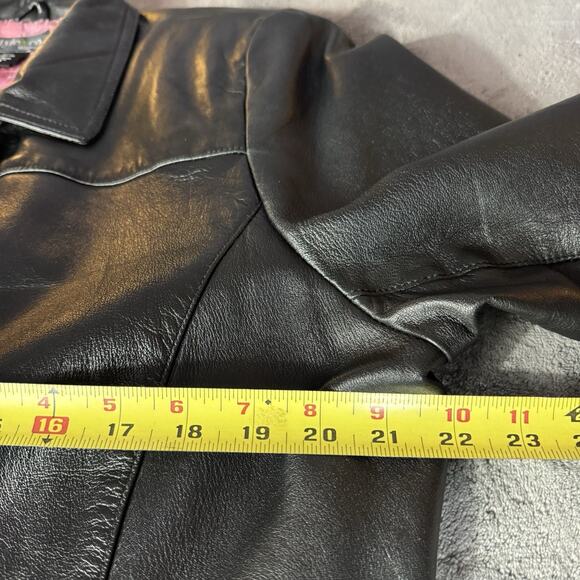 VTG Style & Co Women’s Black Genuine Leather Jacket Size 20W Y2K Quiet Luxury - Picture 6 of 11